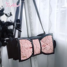 画像14: 【ToAlice】P869パールキルティングビッグリボンバッグ (14)