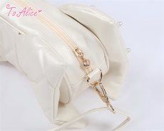 画像3: 【To Alice】P870ぷっくりパールキルティングビッグリボンバッグ (3)