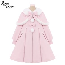 画像1: 【PuppetBombs】Q103 ケープ付きスカラップリボンコート (1)