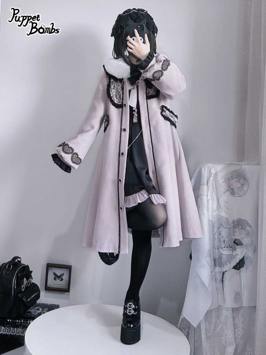 画像10: 【PuppetBombs】Q106 ハートレース＆ティペット付きコート (10)