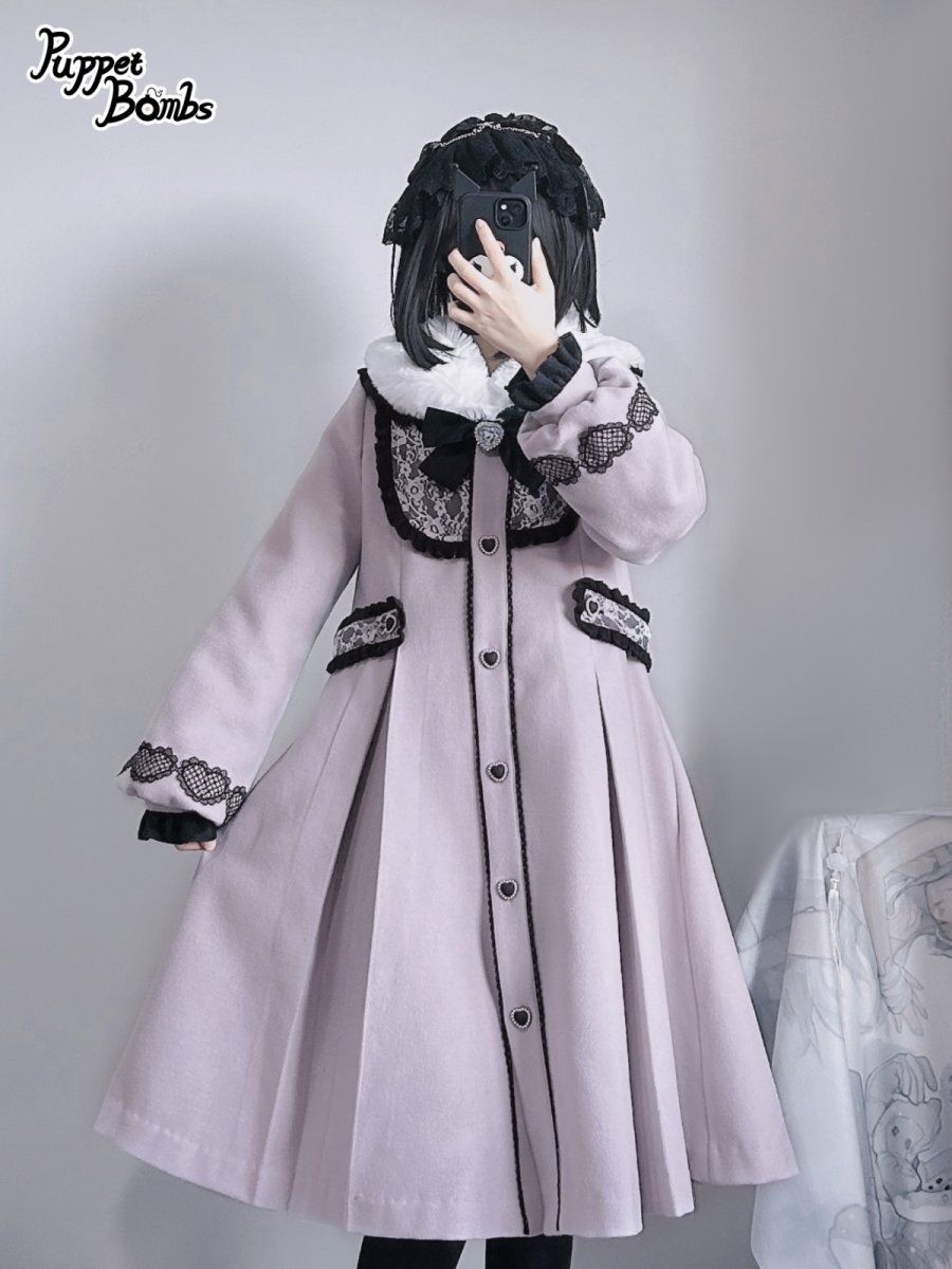 画像6: 【PuppetBombs】Q106 ハートレース＆ティペット付きコート (6)