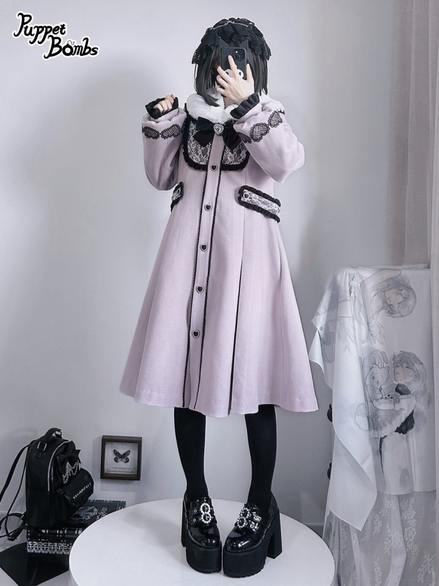 画像5: 【PuppetBombs】Q106 ハートレース＆ティペット付きコート (5)