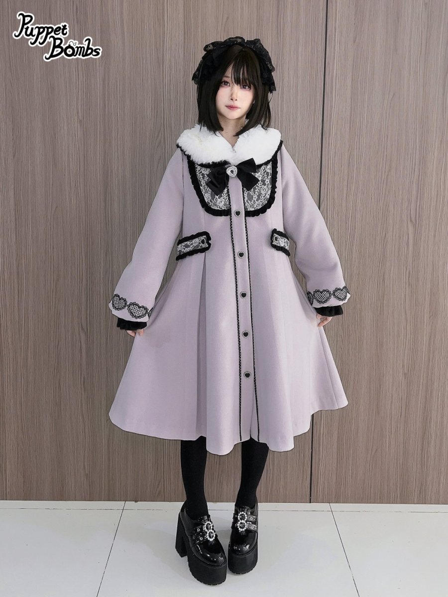 画像12: 【PuppetBombs】Q106 ハートレース＆ティペット付きコート (12)