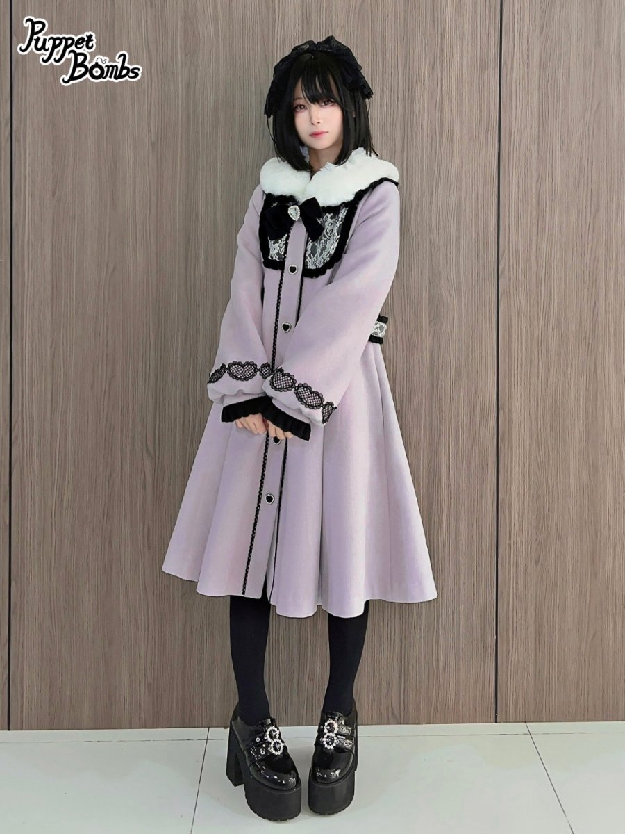 画像14: 【PuppetBombs】Q106 ハートレース＆ティペット付きコート (14)