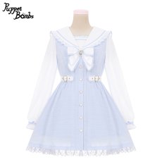 画像1: 【Last one】【Puppet Bombs】Q111 チェック切り替えセーラーワンピース【30％OFF】 (1)
