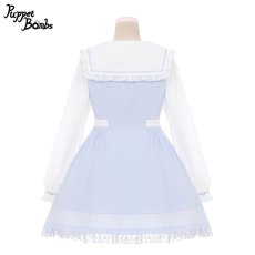 画像2: 【Last one】【Puppet Bombs】Q111 チェック切り替えセーラーワンピース【30％OFF】 (2)