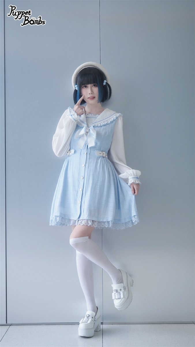 画像4: 【Last one】【Puppet Bombs】Q111 チェック切り替えセーラーワンピース【30％OFF】 (4)