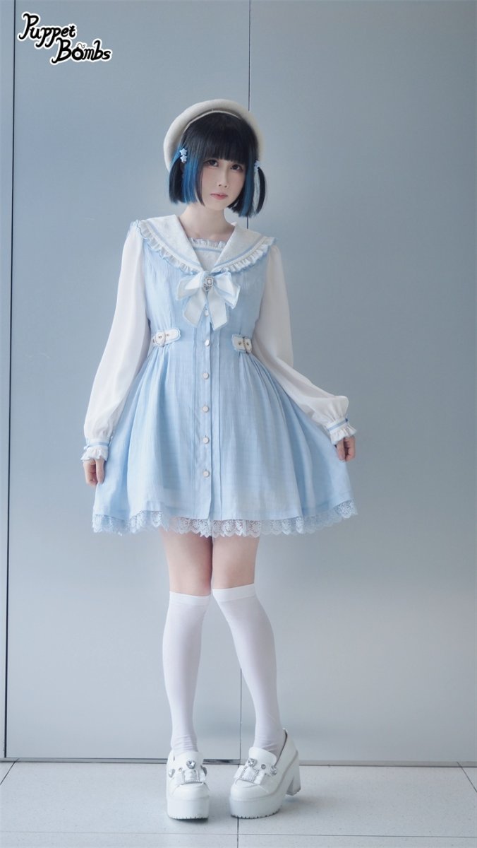 画像5: 【Last one】【Puppet Bombs】Q111 チェック切り替えセーラーワンピース【30％OFF】 (5)