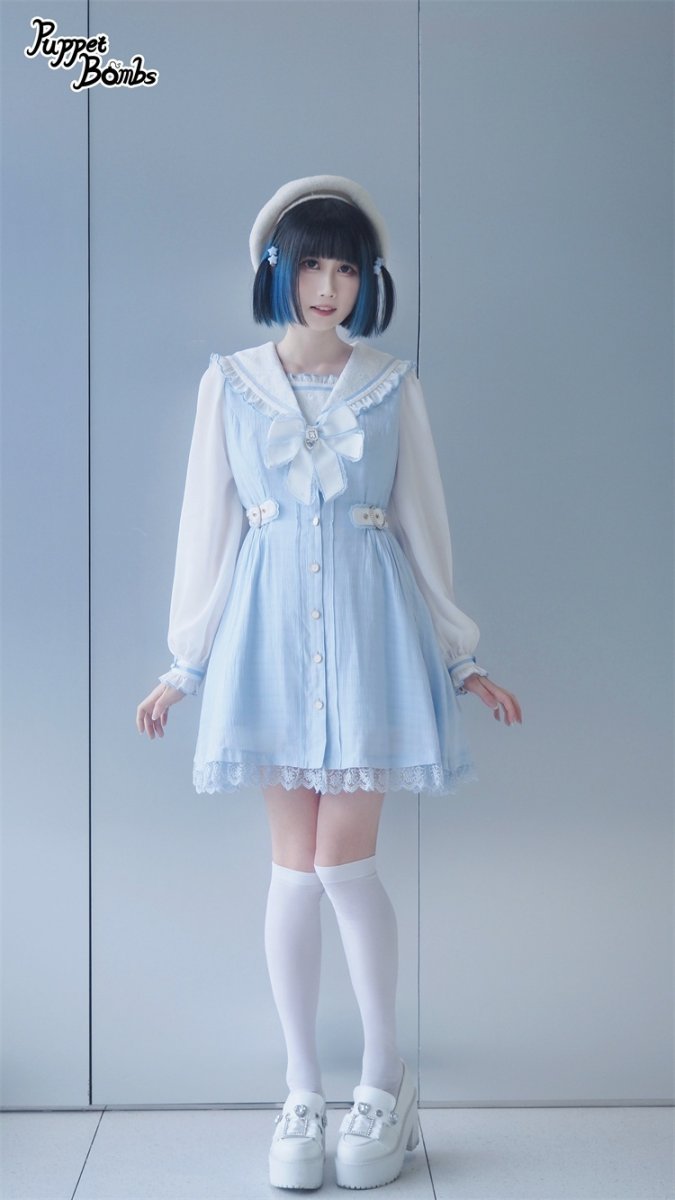 画像10: 【Last one】【Puppet Bombs】Q111 チェック切り替えセーラーワンピース【30％OFF】 (10)