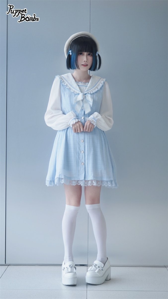 画像9: 【Last one】【Puppet Bombs】Q111 チェック切り替えセーラーワンピース【30％OFF】 (9)