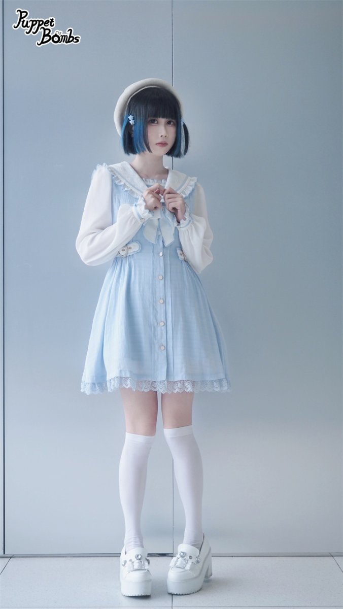 画像7: 【Last one】【Puppet Bombs】Q111 チェック切り替えセーラーワンピース【30％OFF】 (7)