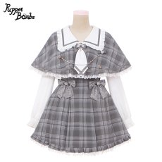 画像1: 【Last one】【PuppetBombs】Q112 探偵チェックワンピースセット (1)