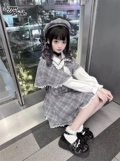 画像15: 【Last one】【PuppetBombs】Q112 探偵チェックワンピースセット (15)