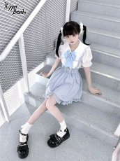 画像7: 【Puppet Bombs】Q128 ハートレースビジューリボンブローチ付きブラウス (7)