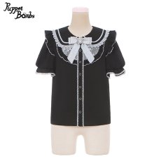 画像1: 【PuppetBombs】Q131 レース切り替えパフ袖ブラウス【30%OFF】 (1)