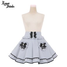 画像1: 【PuppetBombs】Q132 ビジューリボンハートポケットスカート【30%OFF】 (1)