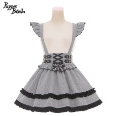 画像1: 【PuppetBombs】Q136格子柄フリルサス付きスカート【30%OFF】 (1)