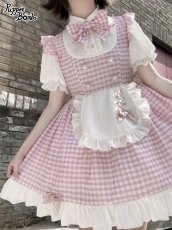 画像5: 【PuppetBombs】Q137 ギンガムチェックメイドレイヤード風ワンピース【30%OFF】【期間限定】 (5)