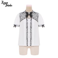 画像1: 【Puppet Bombs】Q138 総レース切り替えスタンドブラウス【30%OFF】 (1)