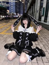 画像29: 【PuppetBombs】Q14オープンショルダーレースアップパーカー (29)