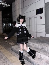 画像33: 【PuppetBombs】Q14オープンショルダーレースアップパーカー (33)