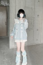 画像10: 【PuppetBombs】Q14オープンショルダーレースアップパーカー (10)