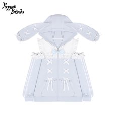 画像1: 【PuppetBombs】Q14オープンショルダーレースアップパーカー (1)