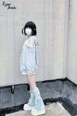 画像16: 【PuppetBombs】Q14オープンショルダーレースアップパーカー (16)