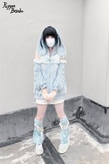 画像14: 【PuppetBombs】Q14オープンショルダーレースアップパーカー (14)