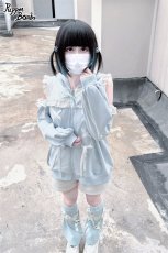 画像20: 【PuppetBombs】Q14オープンショルダーレースアップパーカー (20)