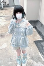 画像19: 【PuppetBombs】Q14オープンショルダーレースアップパーカー (19)