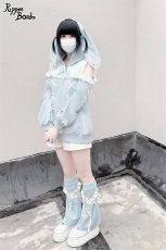 画像17: 【PuppetBombs】Q14オープンショルダーレースアップパーカー (17)