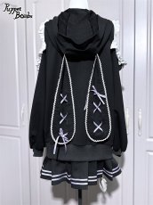 画像8: 【PuppetBombs】Q14オープンショルダーレースアップパーカー (8)