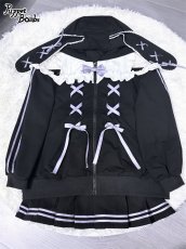 画像4: 【PuppetBombs】Q14オープンショルダーレースアップパーカー (4)