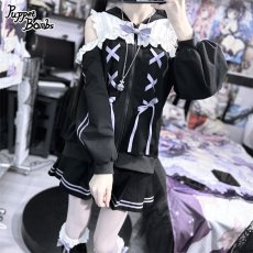 画像25: 【PuppetBombs】Q14オープンショルダーレースアップパーカー (25)