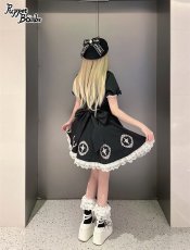 画像9: 【PuppetBombs】Q142 十字架刺繍入りパフ袖ワンピース【30%OFF】 (9)