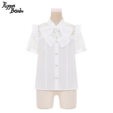 画像1: 【Last one】【Puppet Bombs】Q153 レース切り替えリボンタイブラウス【30%OFF】 (1)