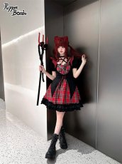画像9: 【Puppet Bombs】Q157小悪魔チェックハートワンピース【30％OFF】 (9)