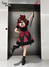 画像12: 【Puppet Bombs】Q157小悪魔チェックハートワンピース【30％OFF】 (12)