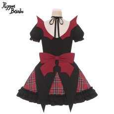 画像2: 【Puppet Bombs】Q157小悪魔チェックハートワンピース【30％OFF】 (2)