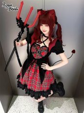 画像5: 【Puppet Bombs】Q157小悪魔チェックハートワンピース【30％OFF】 (5)