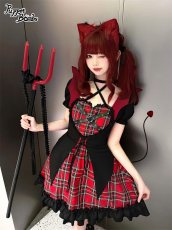 画像6: 【Puppet Bombs】Q157小悪魔チェックハートワンピース【30％OFF】 (6)