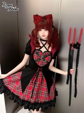 画像7: 【Puppet Bombs】Q157小悪魔チェックハートワンピース【30％OFF】 (7)