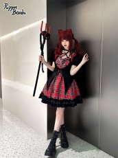 画像10: 【Puppet Bombs】Q157小悪魔チェックハートワンピース【30％OFF】 (10)