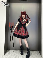 画像8: 【Puppet Bombs】Q157小悪魔チェックハートワンピース【30％OFF】 (8)