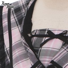 画像3: 【Last one】【Puppet Bombs】Q158 チェック切り替えセーラーベルトデザインワンピース【30％OFF】 (3)