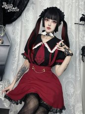 画像9: 【Puppet Bombs】Q160十字架刺繍ネクタイ付き変形襟ブラウス【30％OFF】 (9)