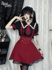 画像7: 【Puppet Bombs】Q161 十字架レースフレアサス付きスカート【30％OFF】 (7)