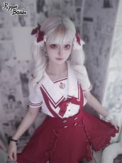 画像7: 【Puppet Bombs】Q165 ビジューボタンレースアップサス付きスカート【30％OFF】 (7)