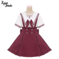 画像4: 【Puppet Bombs】Q165 ビジューボタンレースアップサス付きスカート【30％OFF】 (4)